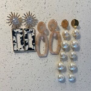 🚨CLEAR OUT🚨 Jewelry Lot Statement Earrings Quirky Pearl Crystal Pink Gold Enamel